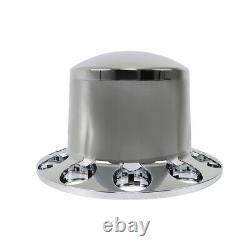 Chrome Semi Truck Rear 33mm Wheel Axle Covers with Hub Caps Lug Nuts Set of 4