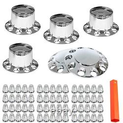 Chrome Semi Truck Tractor Trailer Hub Cover Wheel Axle Cover Center Caps Set