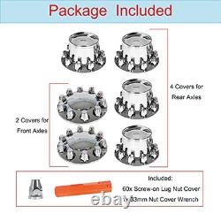 Chrome Semi Truck Tractor Trailer Hub Cover Wheel Axle Cover Center Caps Set