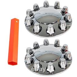Chrome Semi Truck Tractor Trailer Hub Cover Wheel Axle Cover Center Caps Set