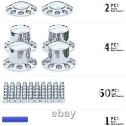Chrome Semi Truck Wheel Axle Covers Spiked Center Hub Caps with 33mm Lug Nut Cover