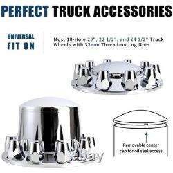 Chrome Semi Truck Wheel Axle Covers Spiked Center Hub Caps with 33mm Lug Nut Cover