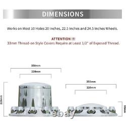 Chrome Semi Truck Wheel Axle Covers Spiked Center Hub Caps with 33mm Lug Nut Cover