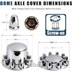 Chrome Semi Truck Wheel Axle Covers Spiked Center Hub Caps with 33mm Lug Nut Cover