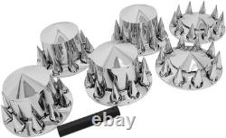Chrome Semi Truck Wheel Axle Covers Spiked Center Hub Caps with 33mm Lug Nut Cover
