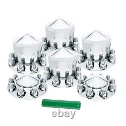 Chrome Spike Axle Covers Hub Cover Kit for Semi Trucks 33mm Dome Lug Nut Cover