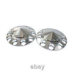 Chrome Spike Axle Covers Hub Cover Kit for Semi Trucks 33mm Dome Lug Nut Cover