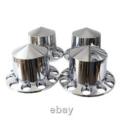 Chrome Spike Axle Covers Hub Cover Kit for Semi Trucks 33mm Dome Lug Nut Cover