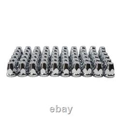 Chrome Spike Axle Covers Hub Cover Kit for Semi Trucks 33mm Dome Lug Nut Cover