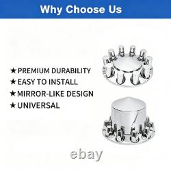 Chrome Spike Axle Covers Hub Cover Kit for Semi Trucks 33mm Dome Lug Nut Cover