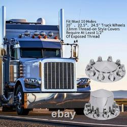 Chrome Spike Axle Covers Hub Cover Kit for Semi Trucks 33mm Dome Lug Nut Cover