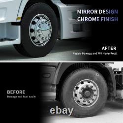 Chrome Spiked Axle Cover Kit with 33mm Lug Nut Front&Rear For Semi Truck