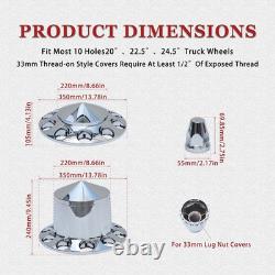 Chrome Spiked Axle Cover with33mm Thread-on Standard Lug Nut Cover For Semi Truck