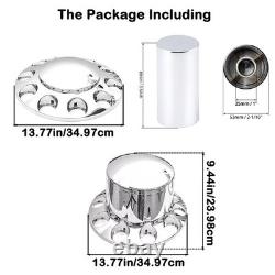 Chrome Standard Axle Cover Kit with 33mm Cylinder Lug Nut for Semi Truck