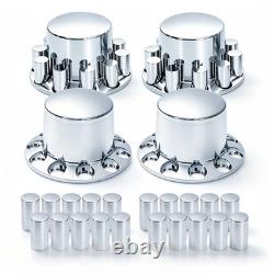 Chrome Standard Axle Cover with 33mm Cylinder Lug Nut Rear for Semi Truck 4pcs