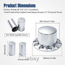 Chrome Standard Axle Cover with 33mm Cylinder Lug Nut Rear for Semi Truck 4pcs