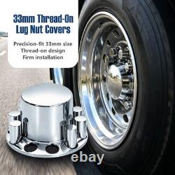 Chrome Standard Axle Cover with 33mm Cylinder Lug Nut Rear for Semi Truck 4pcs