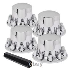 Chrome Standard Rear Axle Wheel Covers for Semi Trucks 33mm Lug Nut 4pcs