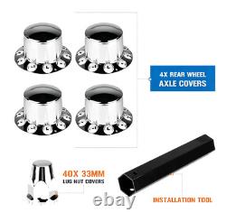 Chrome Standard Rear Axle Wheel Covers for Semi Trucks 33mm Lug Nut 4pcs
