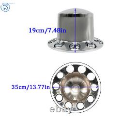 Chrome Wheel Axle Covers with Hub Caps Flat Head Lug Nuts Semi Truck 4×Rear 33mm