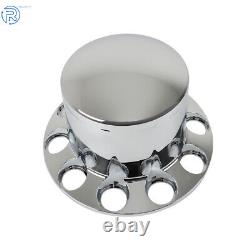 Chrome Wheel Axle Covers with Hub Caps Flat Head Lug Nuts Semi Truck 4×Rear 33mm