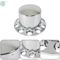 Chrome Wheel Axle Covers with Hub Caps Flat Head Lug Nuts Semi Truck 4×Rear 33mm