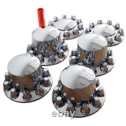 Chromed ABS Plastic Front and Rear Wheel Axle Cover Set with 33mm Lug Nut Covers