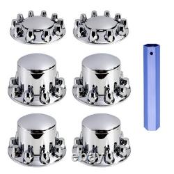 Chromed ABS Plastic Front and Rear Wheel Axle Cover Set with 33mm Lug Nut Covers