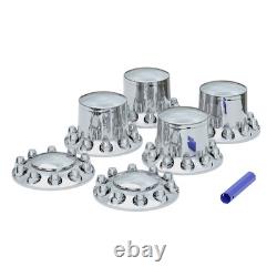 Chromed ABS Plastic Front and Rear Wheel Axle Cover Set with 33mm Lug Nut Covers