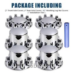 Chromed ABS Plastic Front and Rear Wheel Axle Cover Set with 33mm Lug Nut Covers
