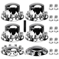 Chromed ABS Plastic Front and Rear Wheel Axle Cover Set with 33mm Lug Nut Covers