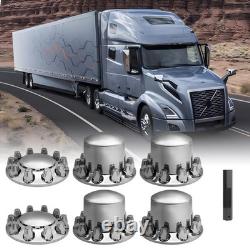 Chromed ABS Plastic Front and Rear Wheel Axle Cover Set with 33mm Lug Nut Covers