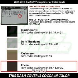 Cocoa Dash Cover Skin Overlay 2007-2014 Yukon Suburban Tahoe withSpeaker Holes