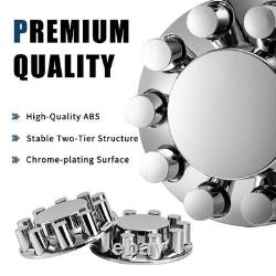 Complete 33mm Lug Chrome Hub Cover Semi Truck Wheel Axle Cover Kit Front & Rear