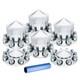 Complete 33mm Lug Nut Chrome Hub Cover Front & Rear Semi Truck Wheel Axle Covers