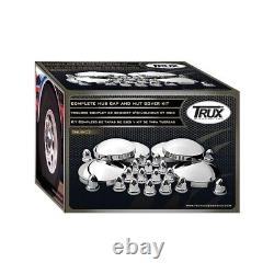 Complete Chrome Hub Cap & 33mm Lug Nut Covers Kit for One Truck TRUX THUB-C2