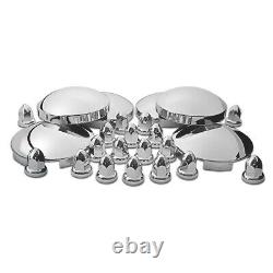 Complete Chrome Hub Cap & 33mm Lug Nut Covers Kit for One Truck TRUX THUB-C2