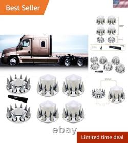 Complete Chrome Wheel Cover Kit for Semi Trucks 6 Covers & Caps, ABS Plastic