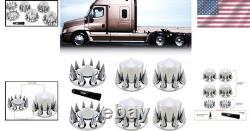 Complete Chrome Wheel Cover Kit for Semi Trucks 6 Covers & Caps, ABS Plastic