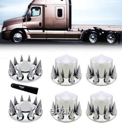 Complete Chrome Wheel Cover Kit for Semi Trucks 6 Covers & Caps, ABS Plastic