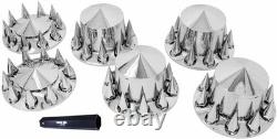 Complete Chrome Wheel Cover Kit for Semi Trucks 6 Covers & Caps, ABS Plastic