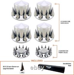 Complete Chrome Wheel Cover Kit for Semi Trucks 6 Covers & Caps, ABS Plastic