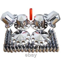 Complete Chrome Wheel Cover Set, 33mm Lug Nut Covers for Semi Trucks, Pointed