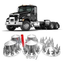 Complete Chrome Wheel Cover Set, 33mm Lug Nut Covers for Semi Trucks, Pointed