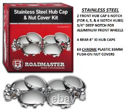 Complete Stainless Hub Cap Kit Chrome Plastic Lug Nut Covers Truck Tractor Semi