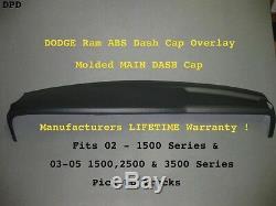 Dodge RAM Main Plastic DASH Cap HARD Cover Fits 02-05 P/U Truck BLACK Unpainted