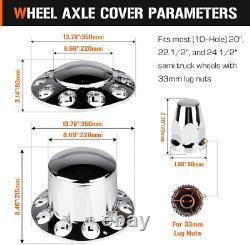 Dome Axle Cover Combo Kits for Semi Truck Hubs WithScrew-On 33Mm Lug Nut, ABS Plas