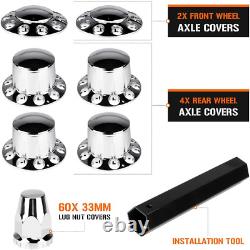 Dome Axle Cover Combo Kits for Semi Truck Hubs WithScrew-On 33Mm Lug Nut, ABS Plas