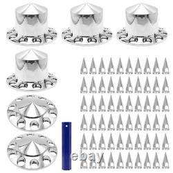 Durable Semi Truck Wheel Hub Covers Kit 60pcs Lug Nut Cover Set for Front Rear