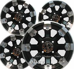 FOUR 14x7 4/110 Aluminum RIMS WHEELS & CENTER CAPS fits some Mini Trucks